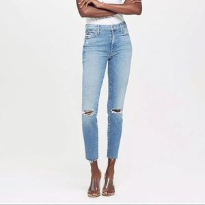 Mother High Waisted Looker Ankle Fray Jean Thrilling Shots 33